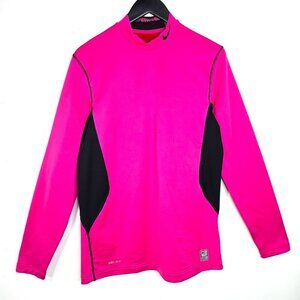 Nke Pro Combat Hyperwarm Black Pink Fitted Dri Fit Long Sleeve Shirt